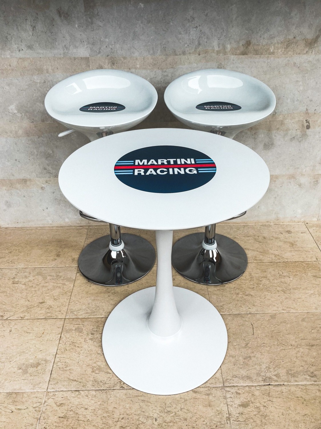 Martini Racing Set - Bar Chairs and Table