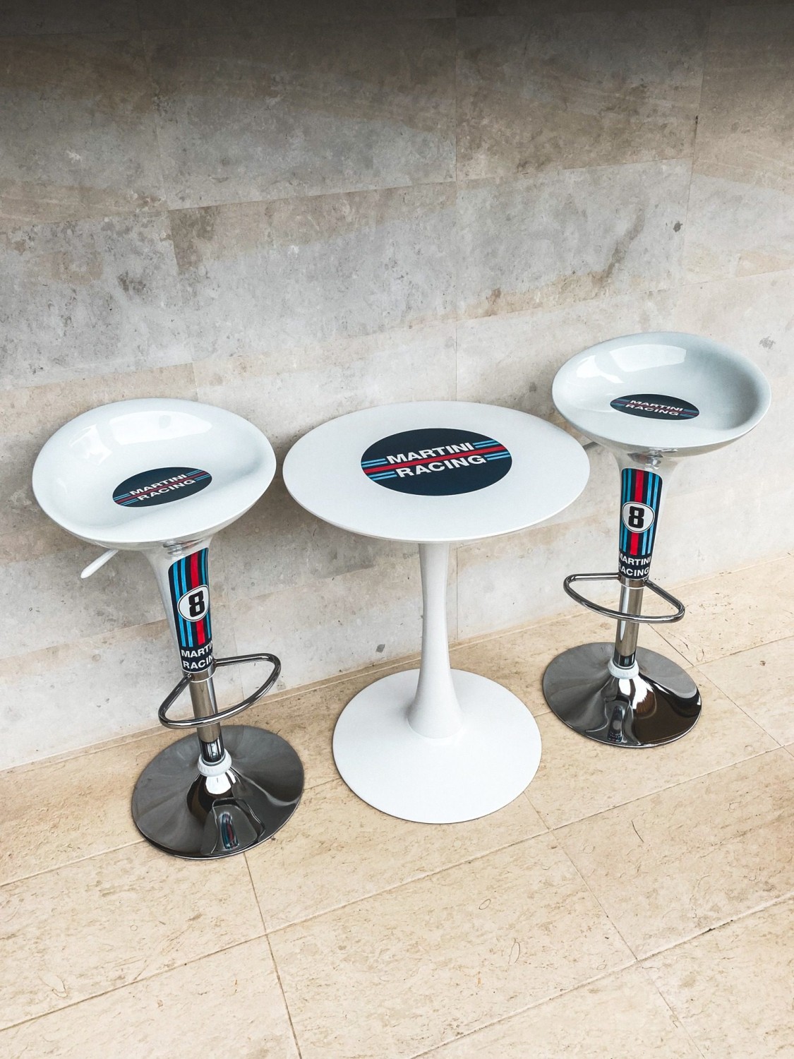 Martini Racing Set - Bar Chairs and Table