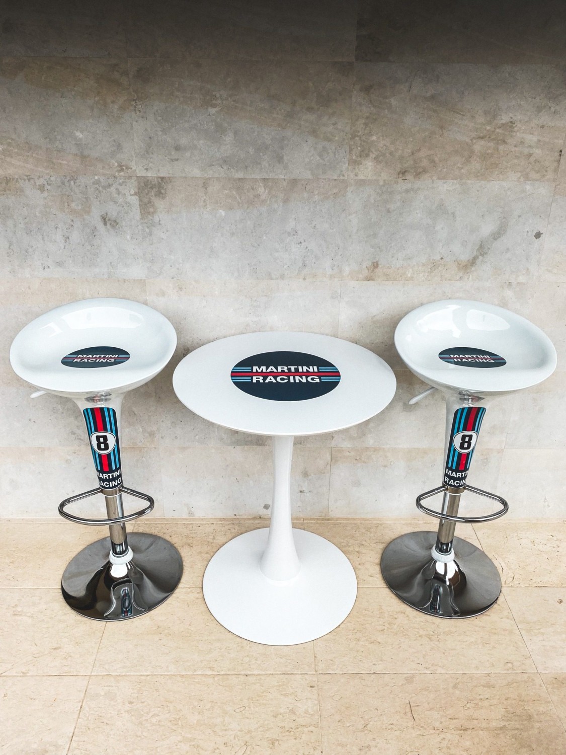 Martini Racing Set - Bar Chairs and Table
