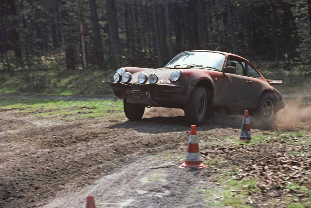 Testing of a Porsche 911 Carrera developed for rallying purposes at the VW test track in Ehra-Lessien, Lower Saxony, in 1983
PHOTO: Corporate Archives Porsche AG